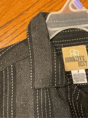 Boys' Black Pinstripe Button-Down Shirt